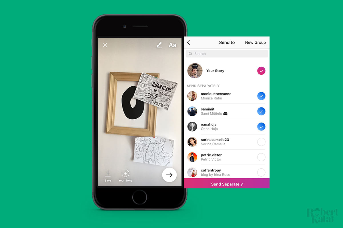 Choose the user to send the stories
