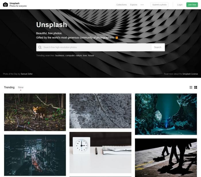 Unsplash visual content tool