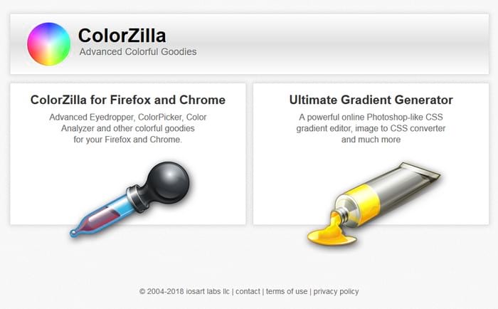 Colorzilla visual content tool