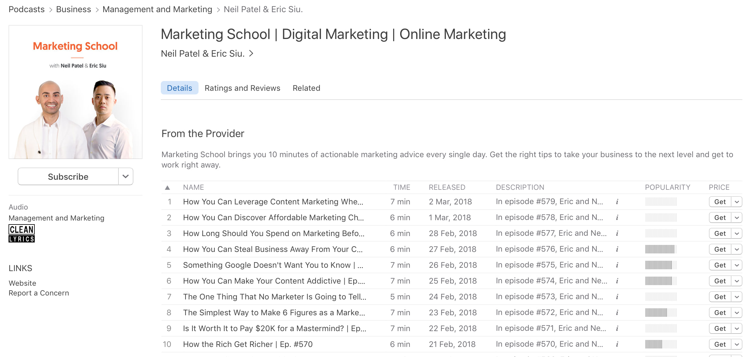 Marketing school podcast