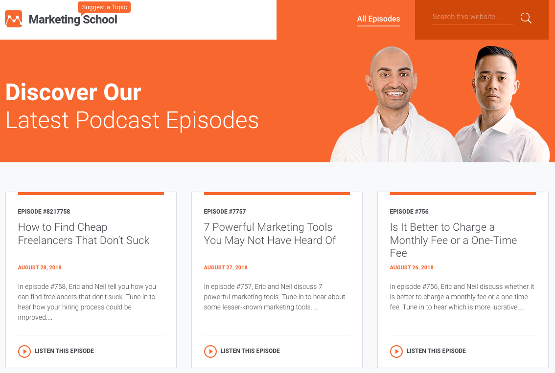 marketingschool podcast website