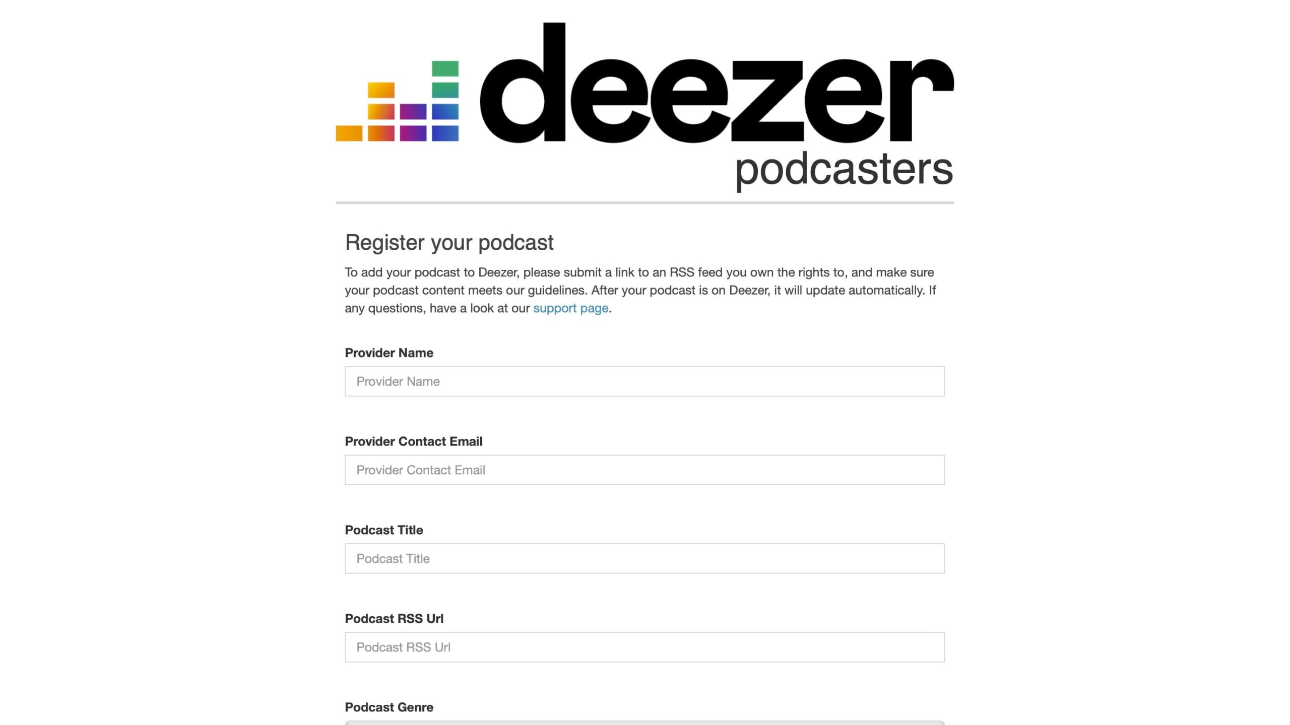 Deezer submit podcast